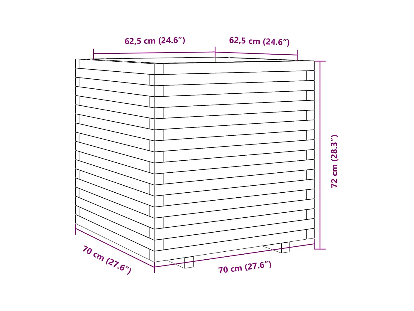 Jardinière bac lit surélevé bois blanche 70 x 70 x 72 cm 02_0037838