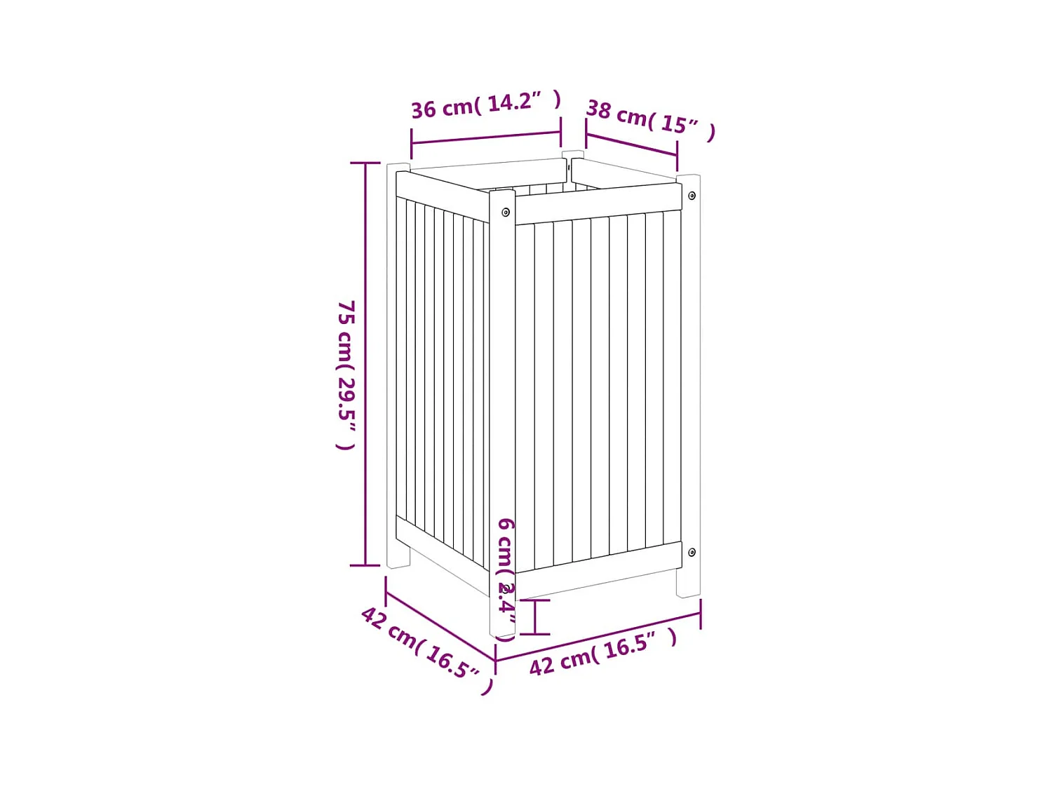 Jardinière bac lit surélevé bois marron 42 x 42 x 75 cm 02_0038134