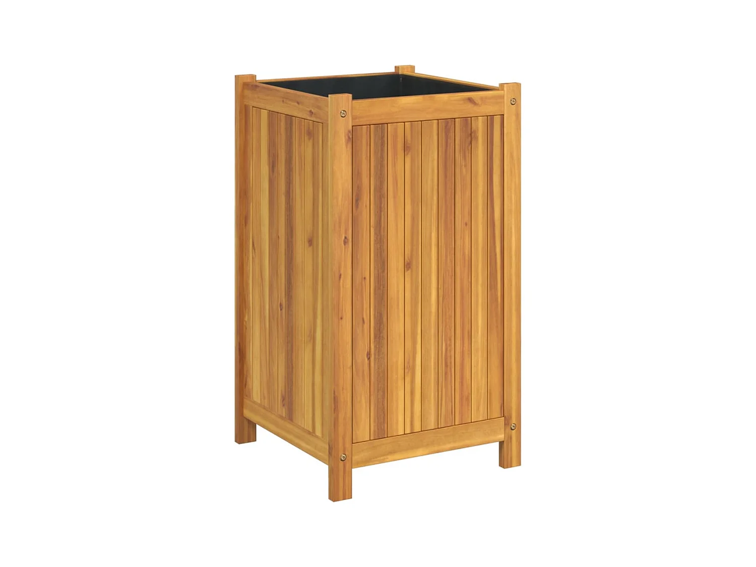 Vassoio per fioriera aiuola rialzata piante fiori terrazza giardino con rivestimento 42 x 42 x 75 cm legno massello di acacia marrone 02_0038134