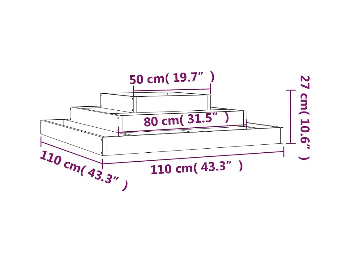 Jardinière bac lit surélevé bois marron 110 x 110 x 27 cm 02_0037310