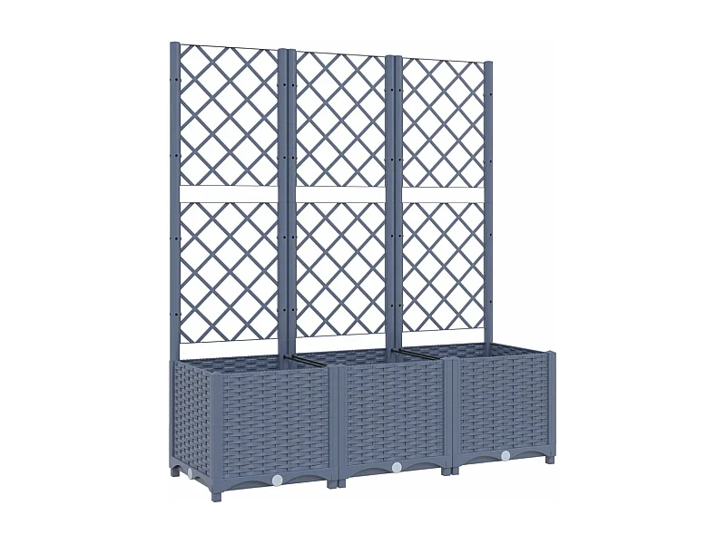 Fioriera aiuola rialzata vassoio piante fiori terrazza giardino con traliccio 120 x 40 x 136 cm PP grigio 02_0038235