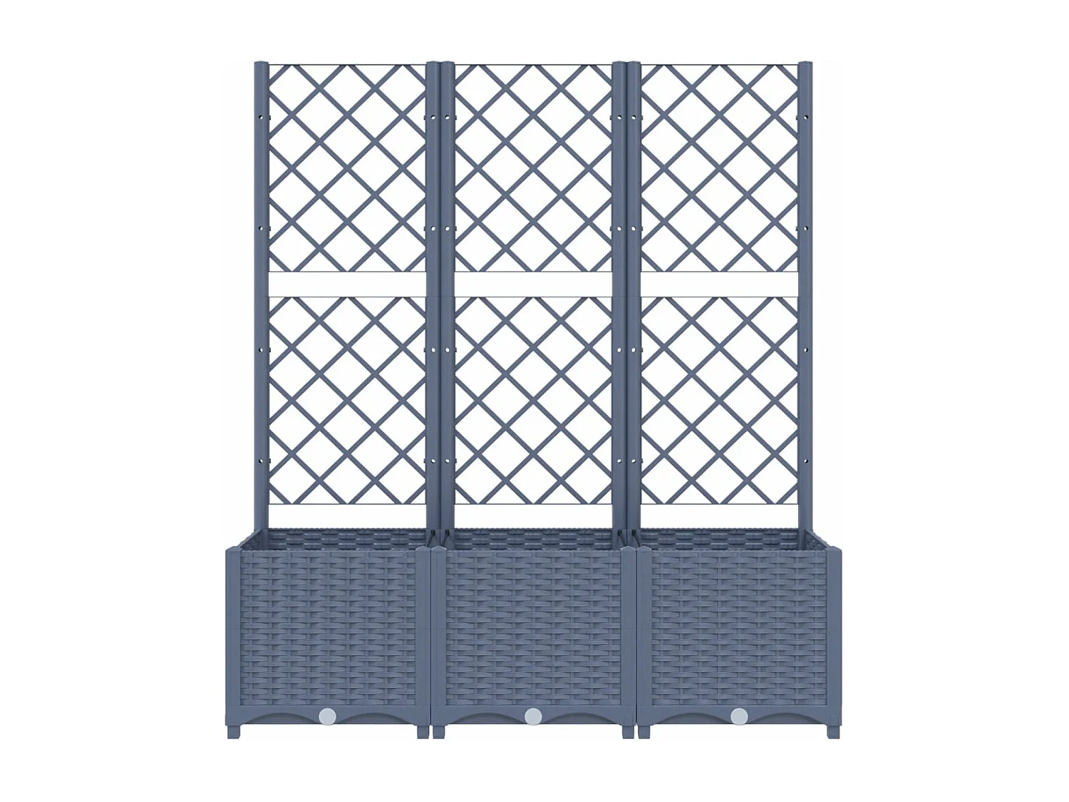 Fioriera aiuola rialzata vassoio piante fiori terrazza giardino con traliccio 120 x 40 x 136 cm PP grigio 02_0038235