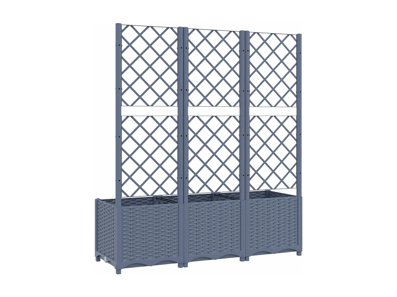 Fioriera aiuola rialzata vassoio piante fiori terrazza giardino con traliccio 120 x 40 x 136 cm PP grigio 02_0038235