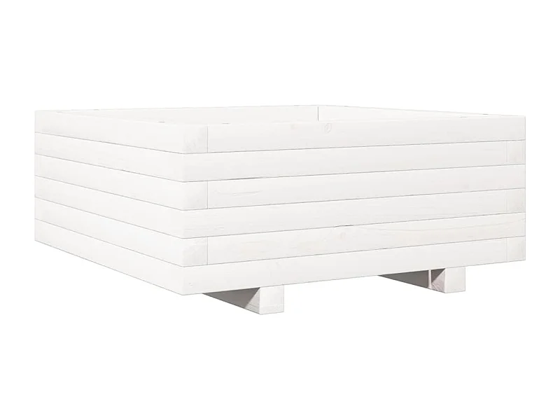Vassoio per fioriera aiuola rialzata piante fiori terrazza giardino 60 x 60 x 26,5 cm legno di pino massiccio bianco 02_0037705