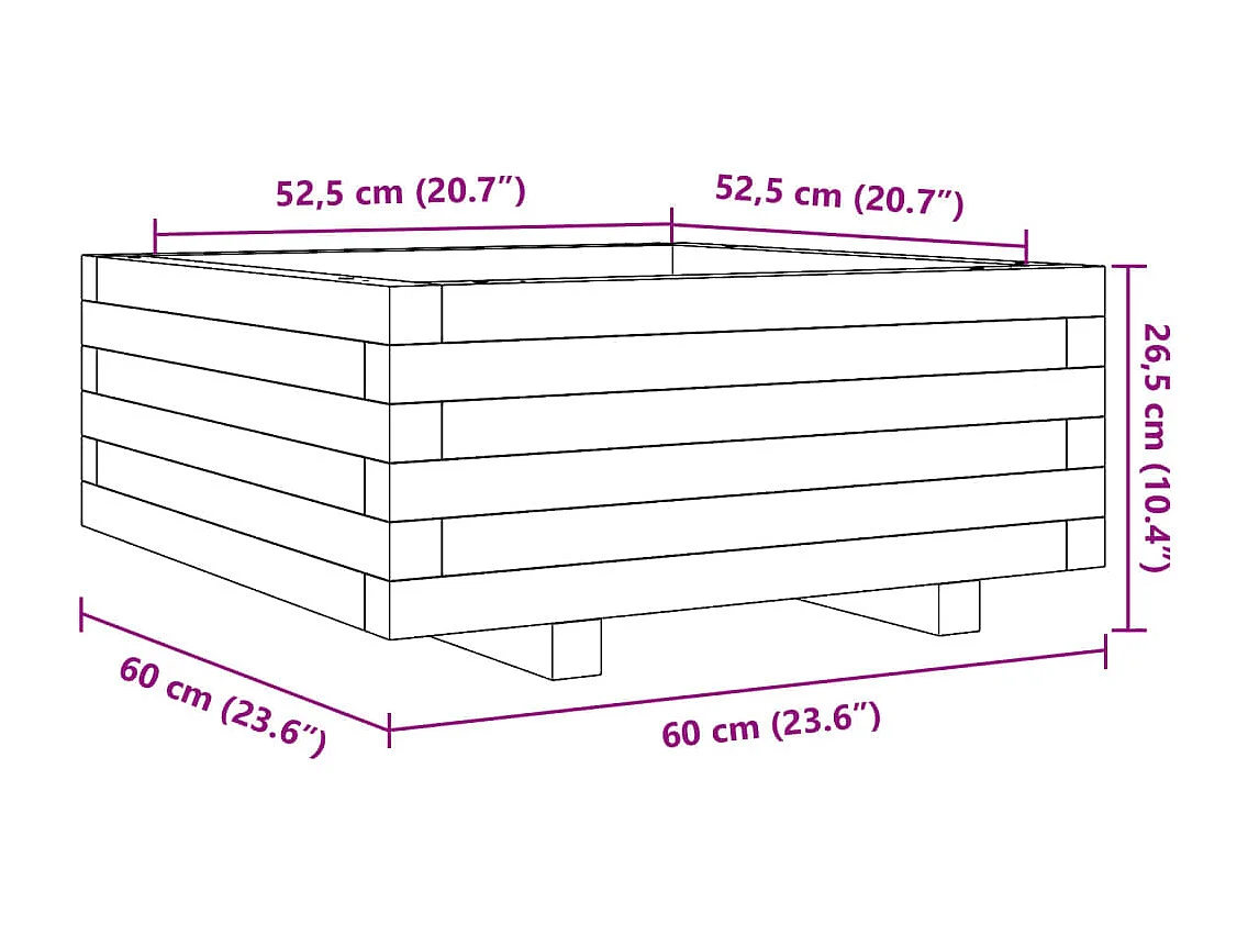 Jardinière bac lit surélevé bois blanche 60 x 60 x 45438 cm 02_0037705