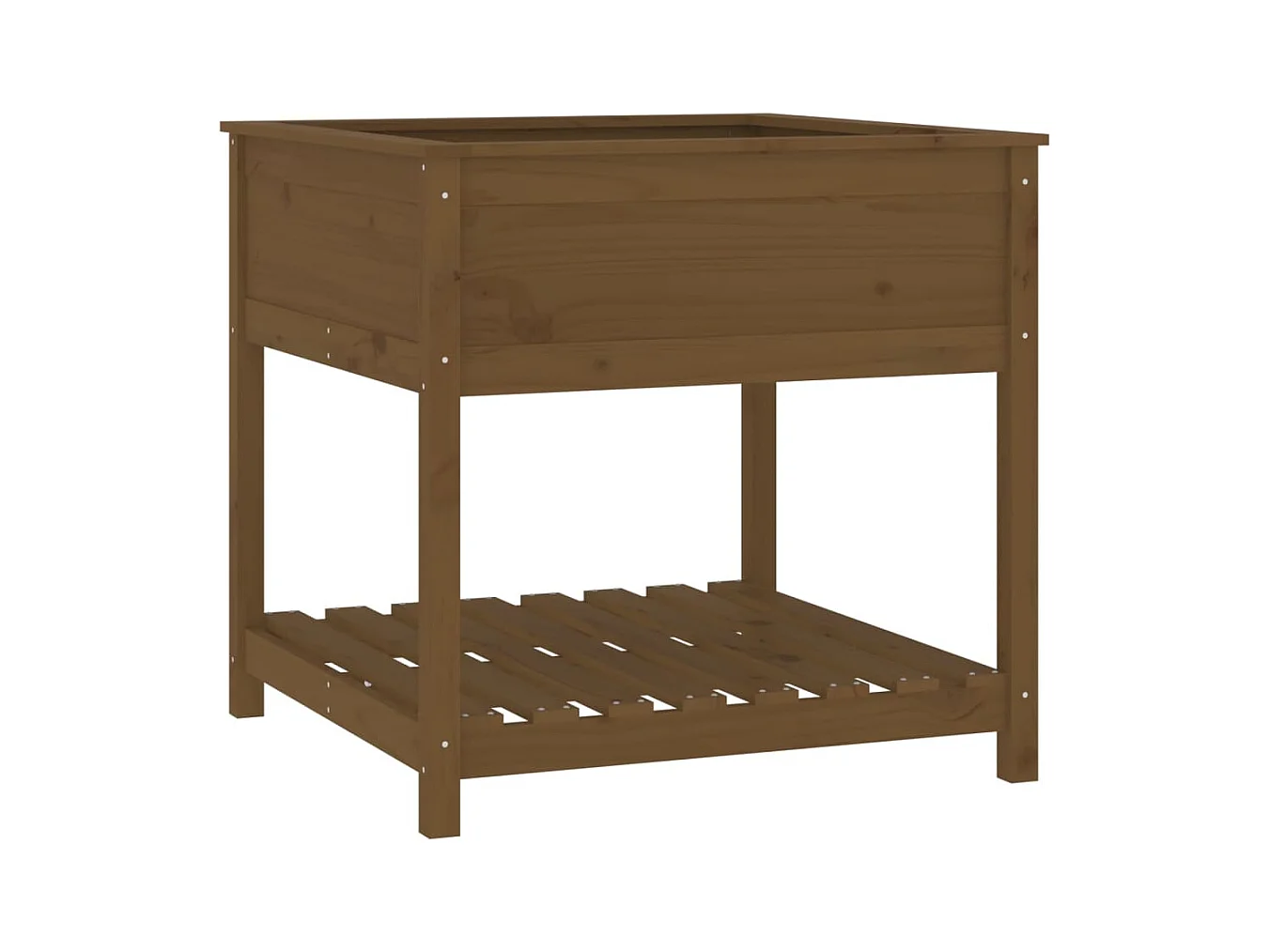 Vassoio per fioriera aiuola rialzata piante fiori terrazza giardino con ripiano 82,5 x 82,5 x 81 cm legno di pino marrone 02_0038408