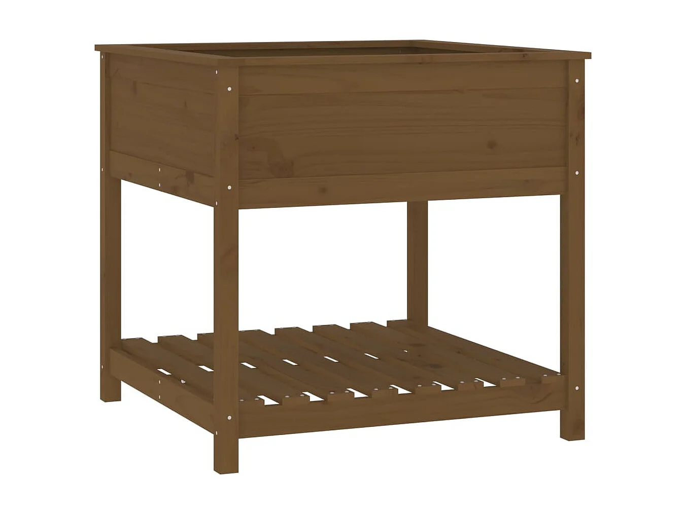 Vassoio per fioriera aiuola rialzata piante fiori terrazza giardino con ripiano 82,5 x 82,5 x 81 cm legno di pino marrone 02_0038408