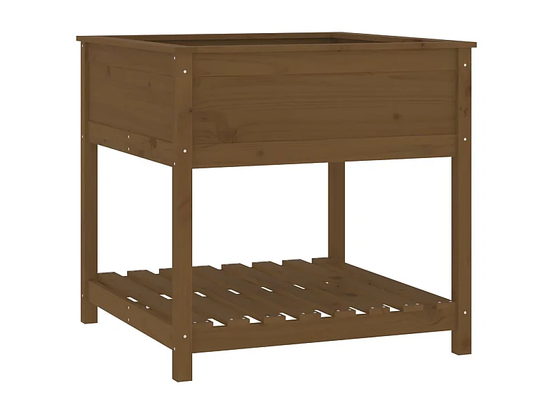 Vassoio per fioriera aiuola rialzata piante fiori terrazza giardino con ripiano 82,5 x 82,5 x 81 cm legno di pino marrone 02_0038408