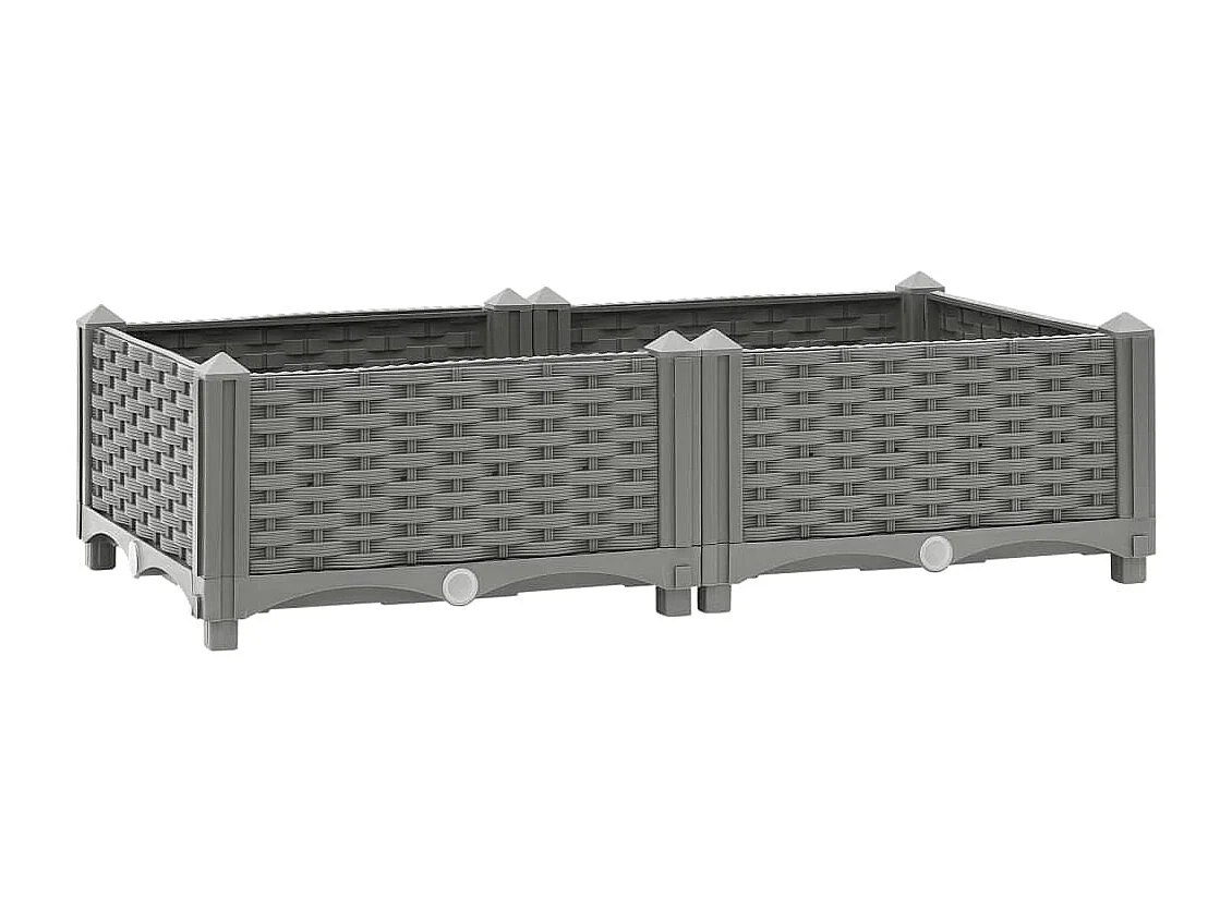 Macetero elevado bandeja plantas flores terraza jardín 80 x 40 x 23 cm gris polipropileno 02_0039235