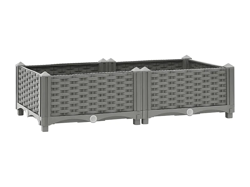 Macetero elevado bandeja plantas flores terraza jardín 80 x 40 x 23 cm gris polipropileno 02_0039235