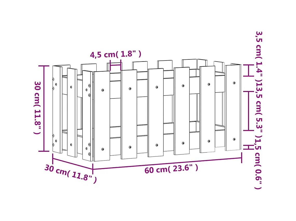 Jardinière bac lit surélevé marron 60 x 30 x 30 cm 02_0038101