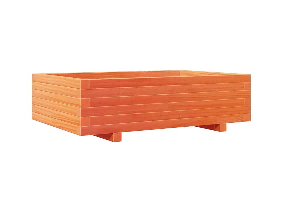 Macetero bancal elevado plantas flores terraza jardín cera 90 x 60 x 26,5 cm madera maciza de pino marrón 02_0038519