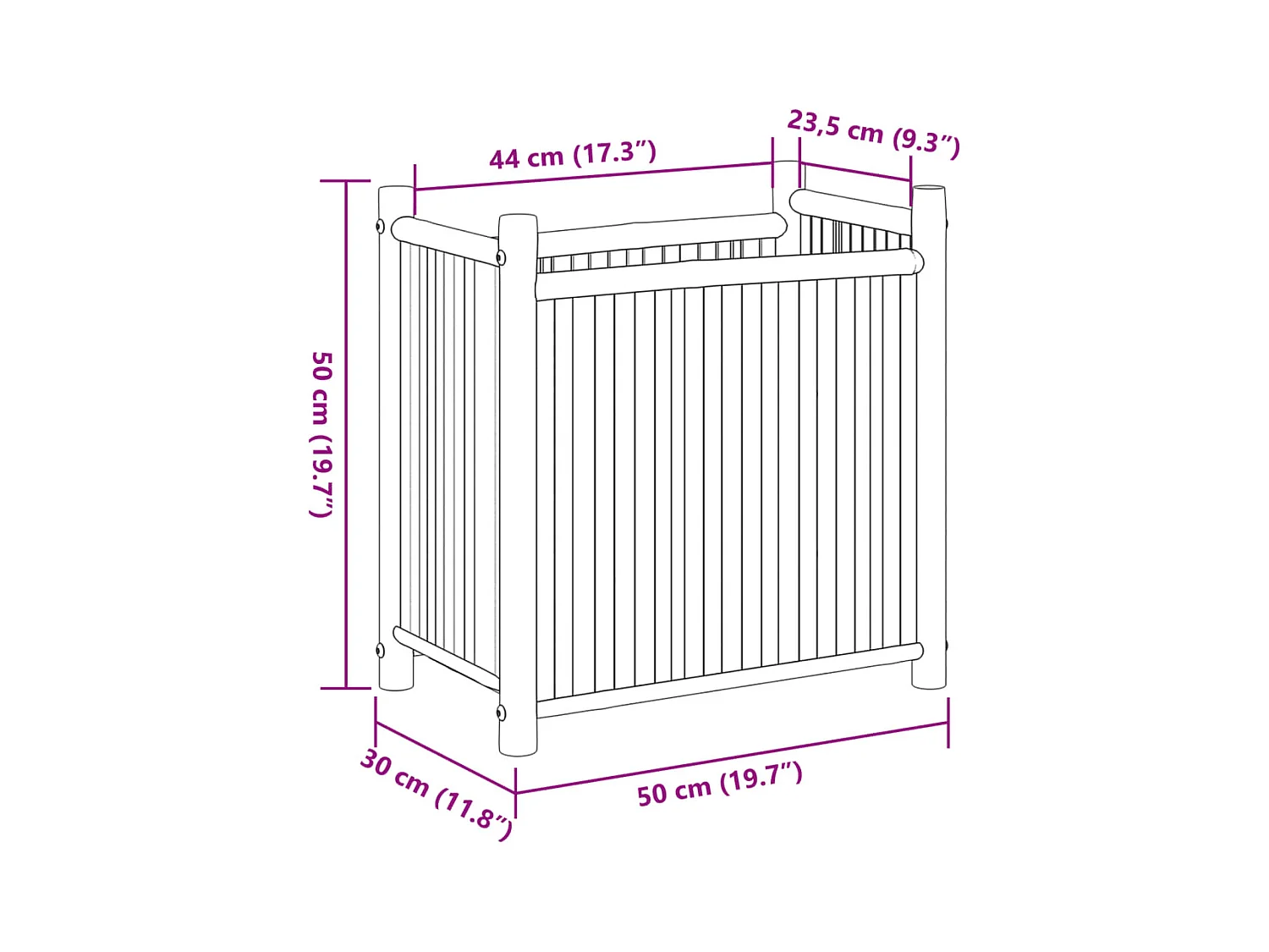 Jardinière bac lit surélevé bambou marron 50 x 30 x 50 cm 02_0037625