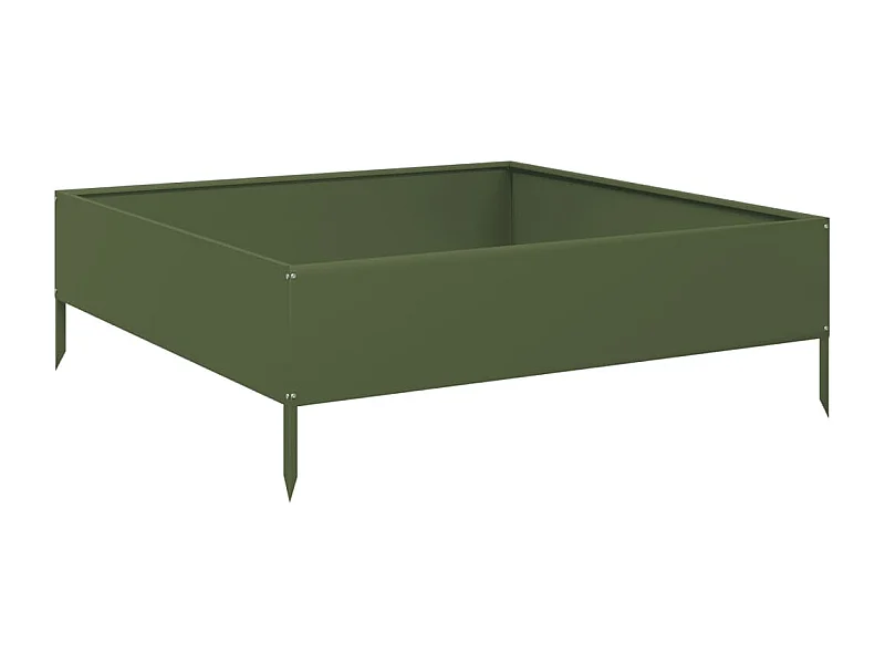 Vaso per fioriera aiuola rialzata piante fiori terrazza giardino giardino olivo 100 x 100 x 33,5 cm acciaio verde 02_0039853