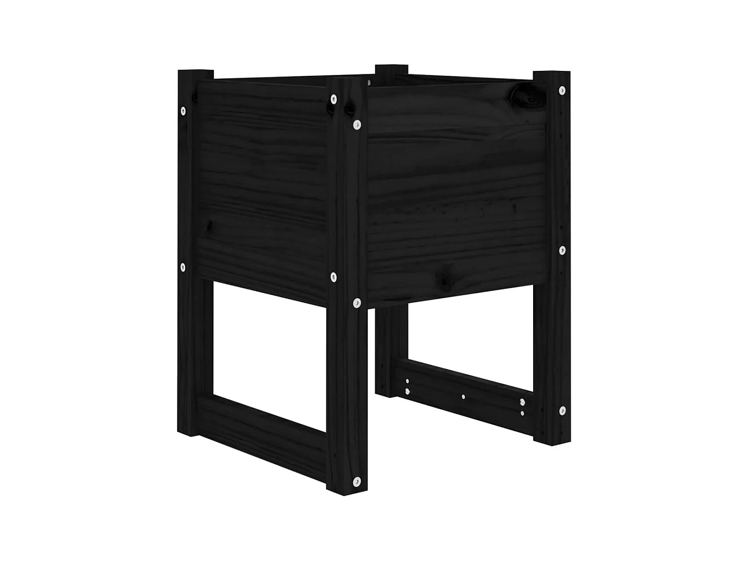 Vassoio per fioriera aiuola rialzata piante fiori terrazza giardino 40 x 40 x 52,5 cm legno massiccio di pino nero 02_0037577