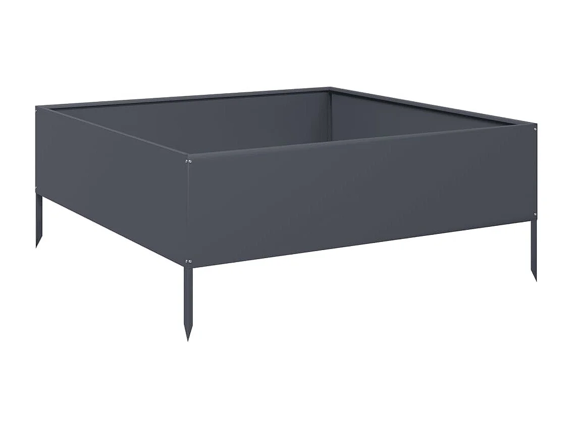 Fioriera rialzata per piante fiori patio giardino 100 x 100 x 25 cm acciaio antracite 02_0039264