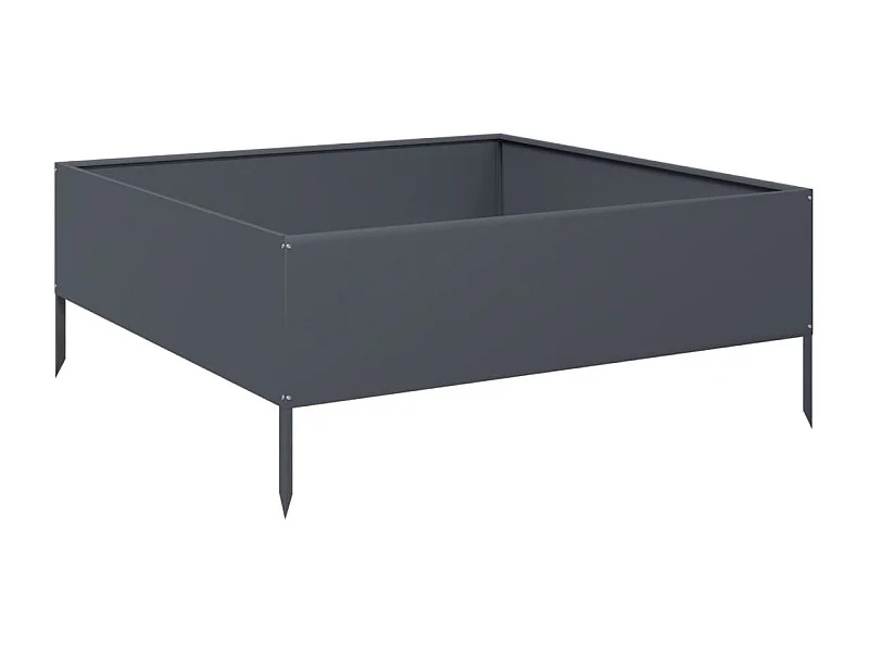 Macetero bancal elevado plantas flores terraza jardín jardín 100 x 100 x 25 cm acero antracita 02_0039264