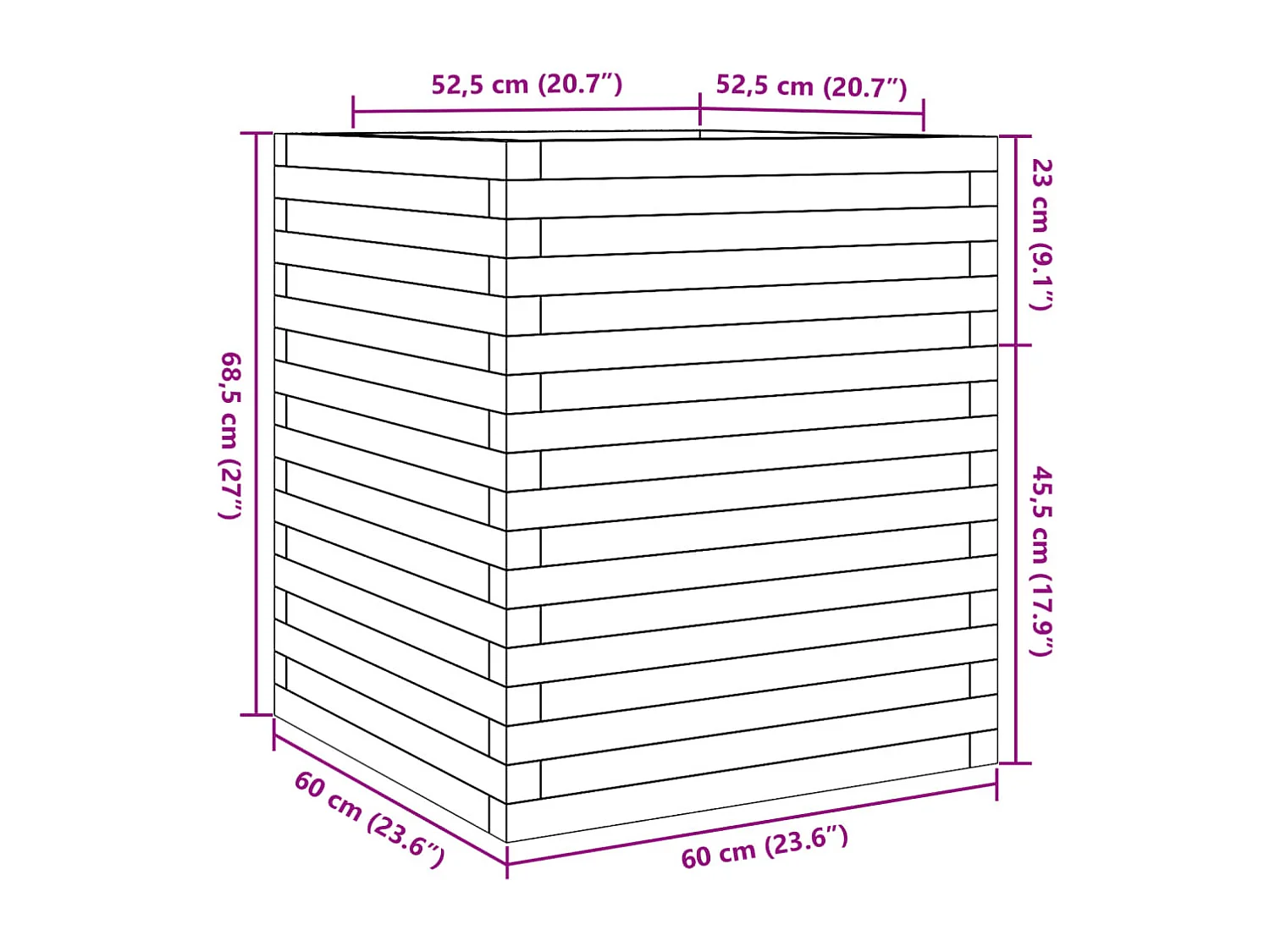 Jardinière bac lit surélevé bois blanche 60 x 60 x 68.5 cm 02_0037727