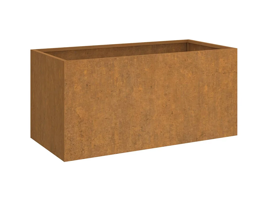Vassoio fioriera aiuola rialzata piante fiori terrazzo giardino 62 x 30 x 29 cm acciaio corten marrone 02_0037740
