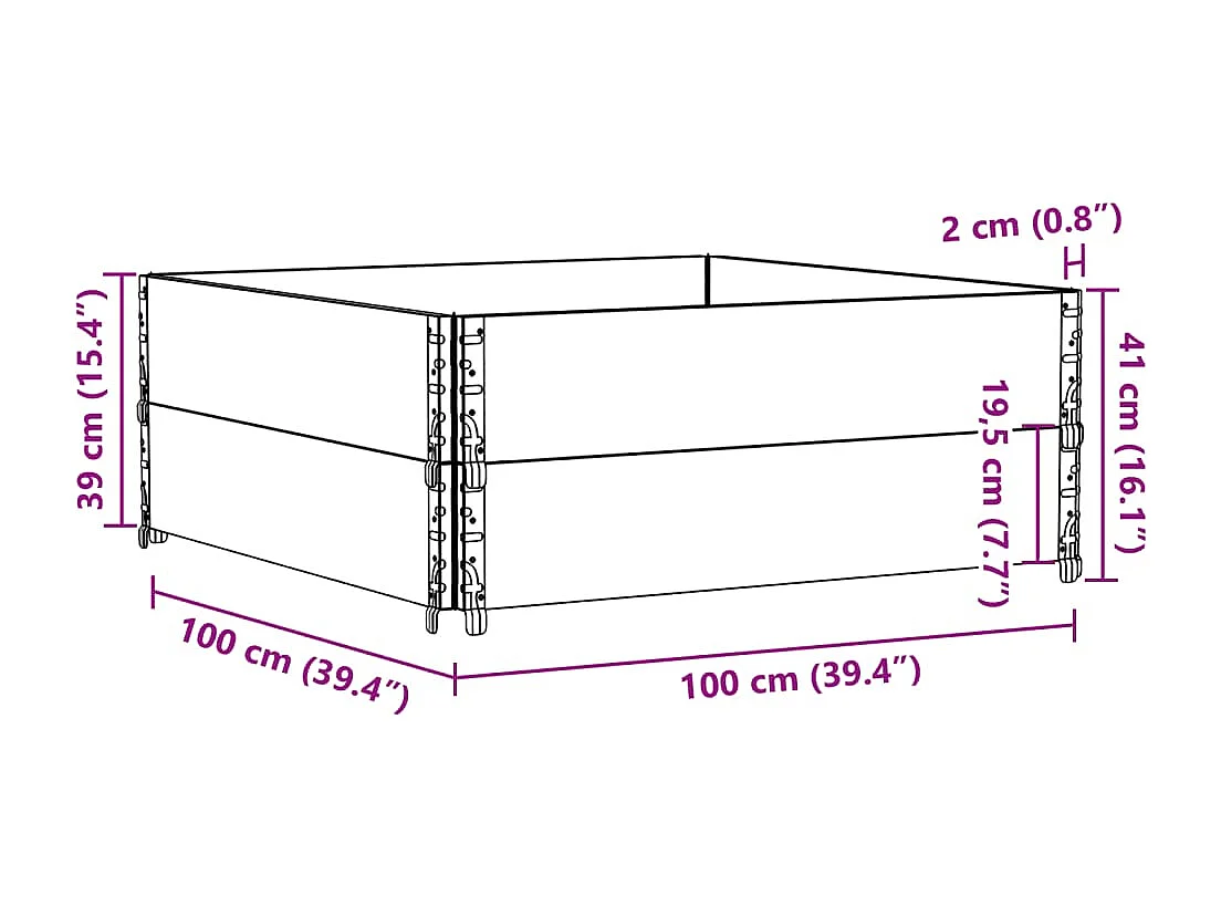 Jardinière bac lit surélevé bois marron 100 x 100 x 41 cm 02_0037243