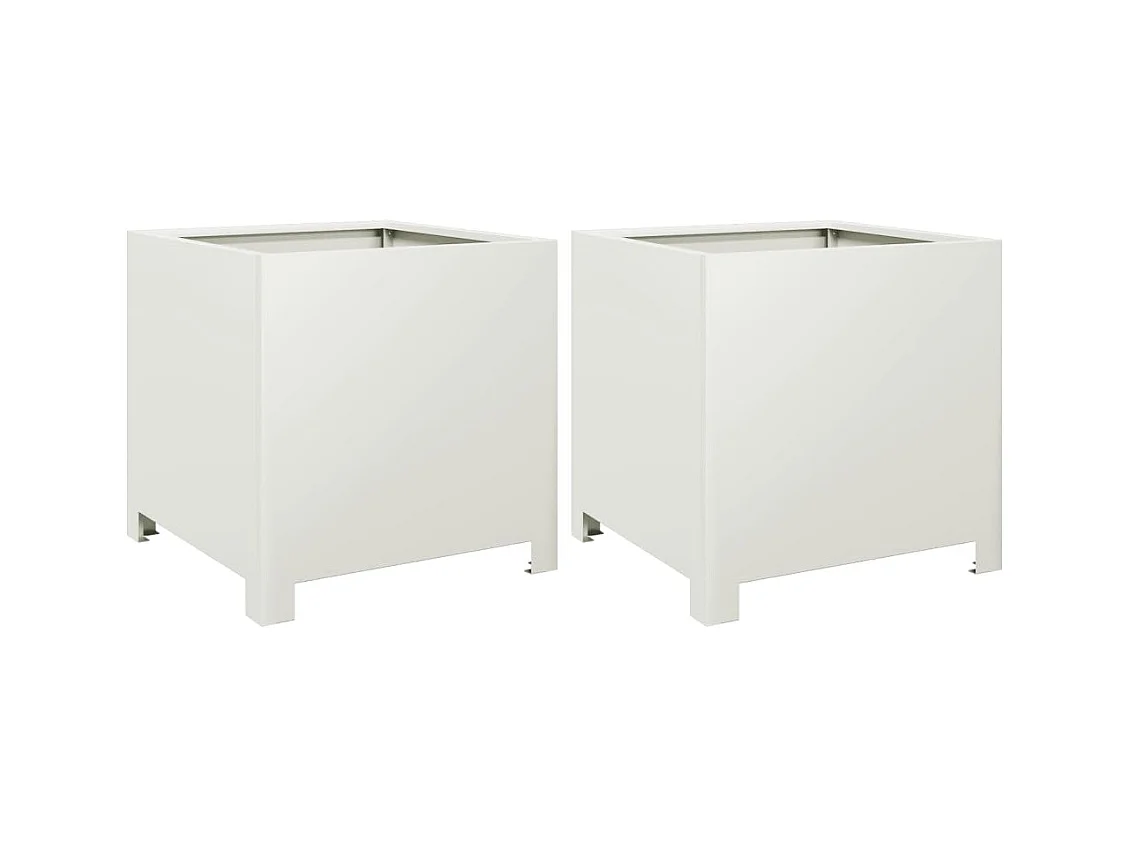 Vaso rialzato per fioriere piante fiori giardino terrazze set da 2 40 x 40 x 40 cm acciaio bianco 02_0038950