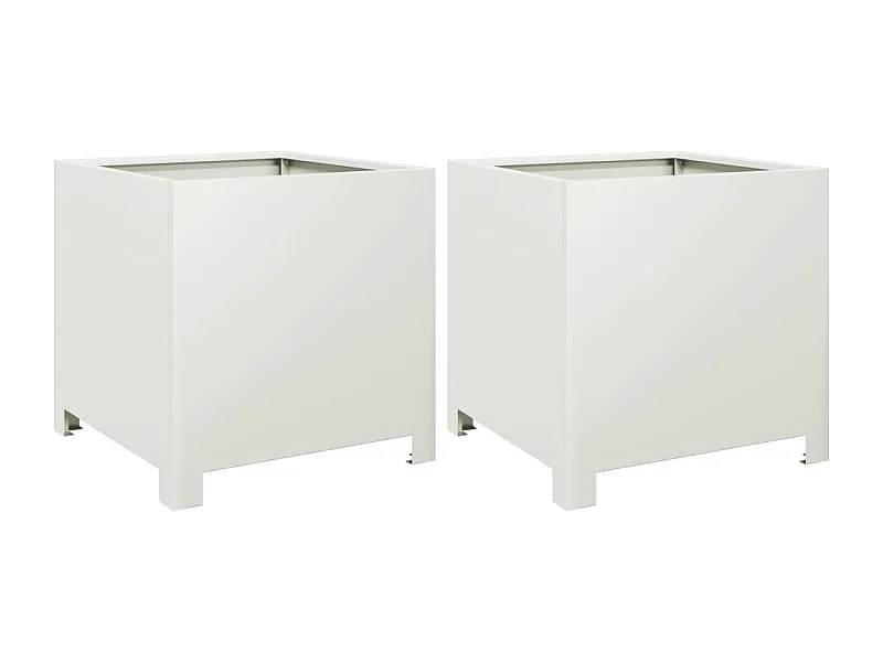 Vaso rialzato per fioriere piante fiori giardino terrazze set da 2 40 x 40 x 40 cm acciaio bianco 02_0038950