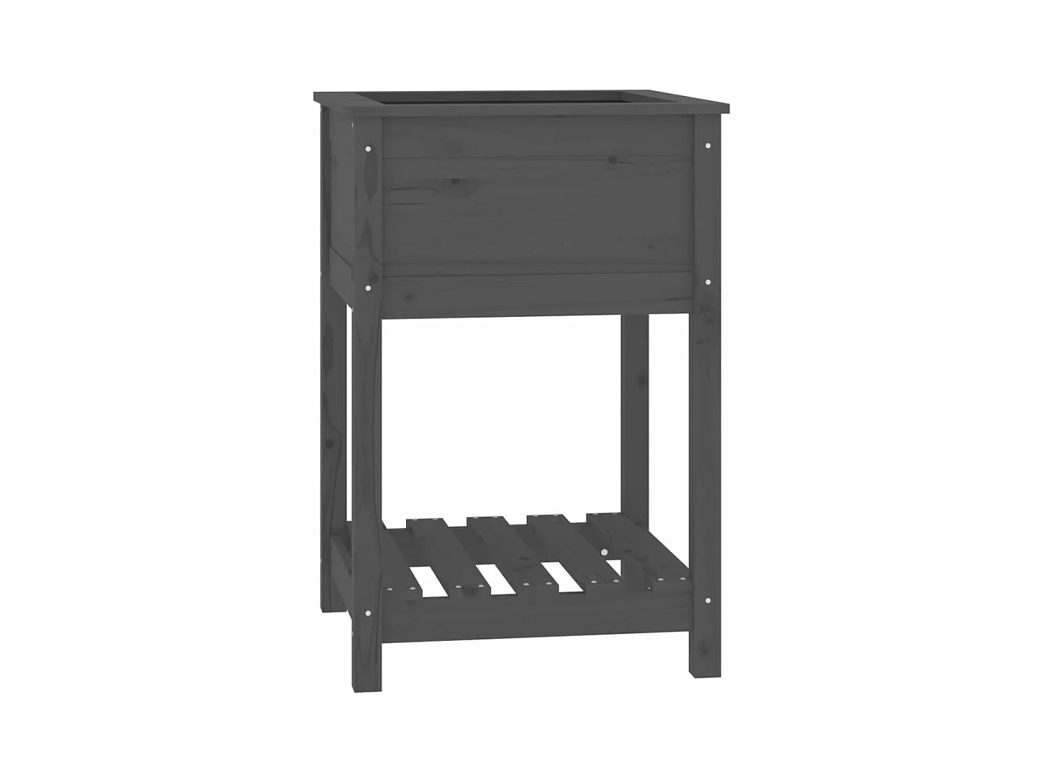 Vaso per fioriera aiuola rialzata piante fiori terrazza giardino con ripiano 54 x 54 x 81 cm legno massello di pino grigio 02_0038396
