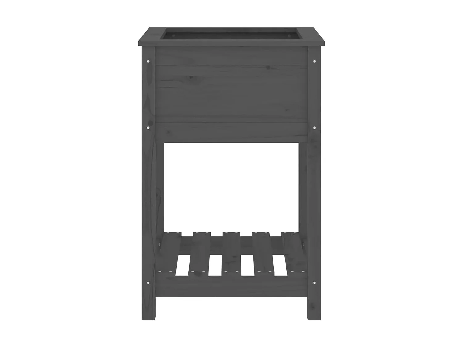 Vaso per fioriera aiuola rialzata piante fiori terrazza giardino con ripiano 54 x 54 x 81 cm legno massello di pino grigio 02_0038396