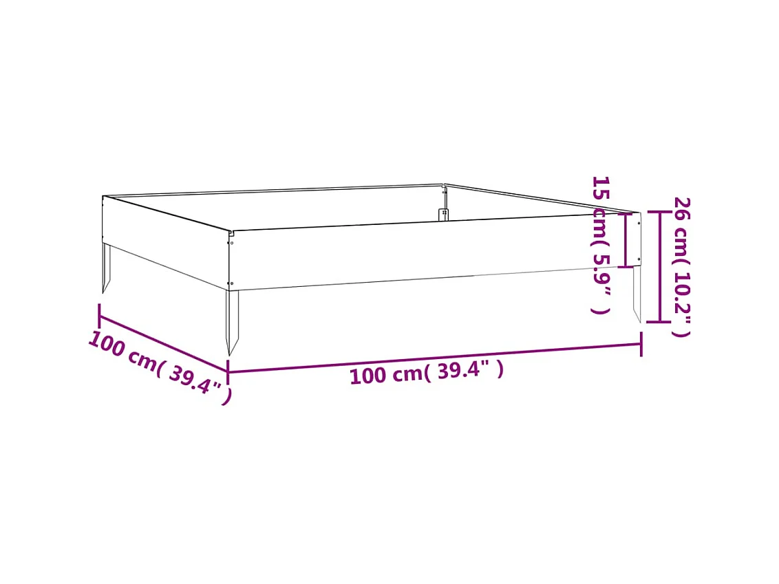 Jardinière bac lit surélevé marron 100 x 100 x 26 cm 02_0039274