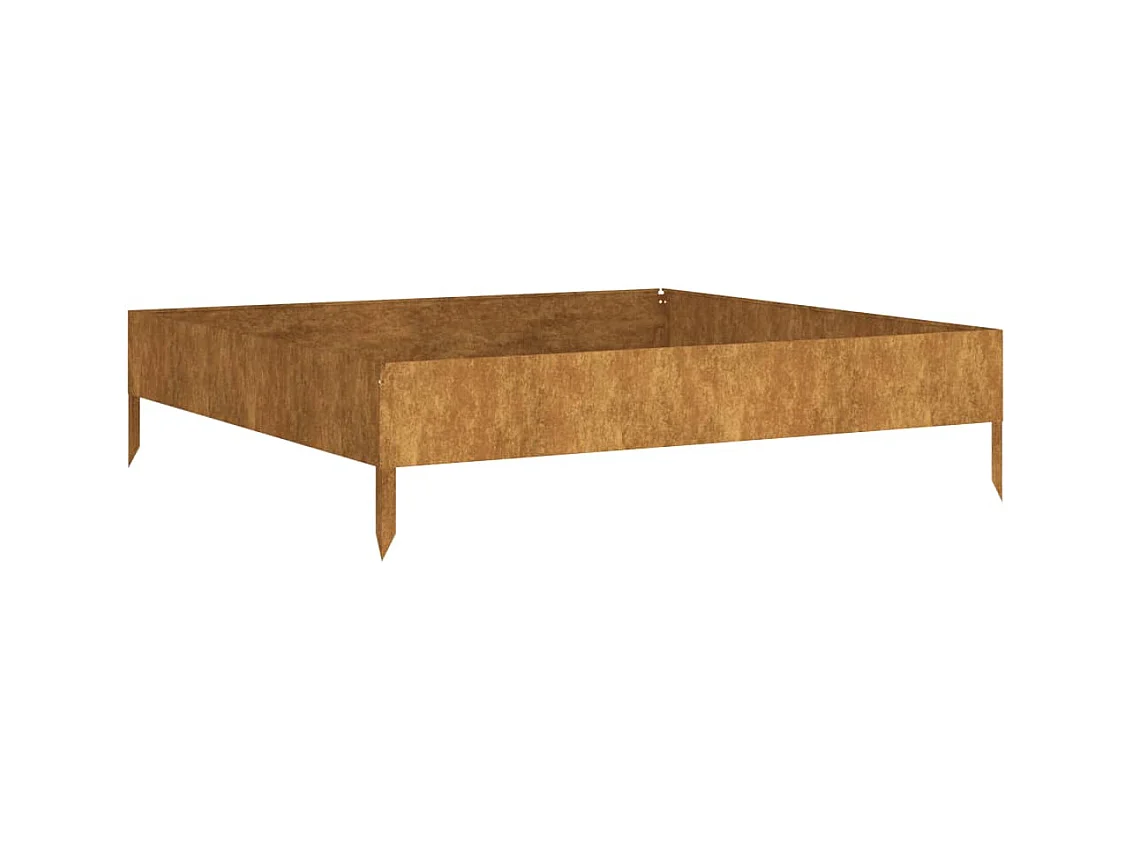 Bandeja para plantador de plantas com canteiro elevado flores terraço jardim jardim 100 x 100 x 26 cm aço corten marrom 02_0039274
