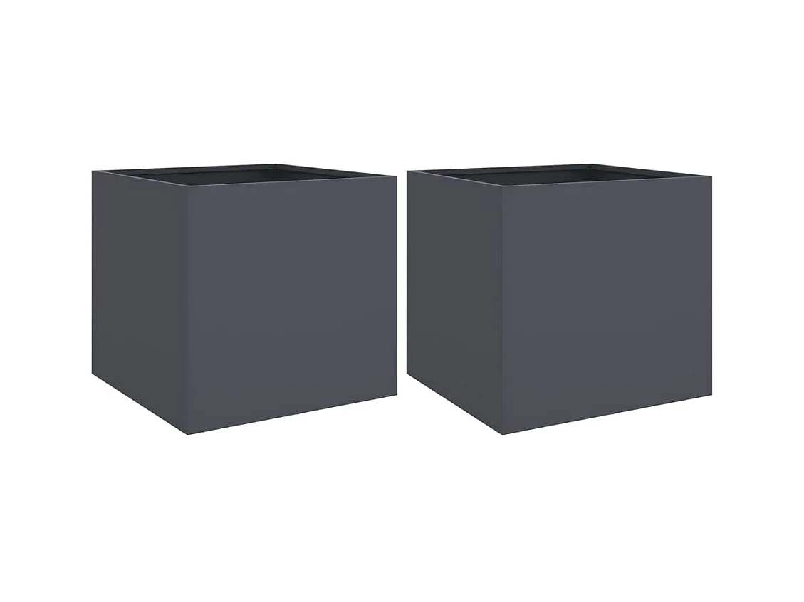 Bandeja de canteiro elevada para plantas, flores, terraços de jardim, conjunto de 2 42 x 40 x 39 cm aço antracite 02_0038974