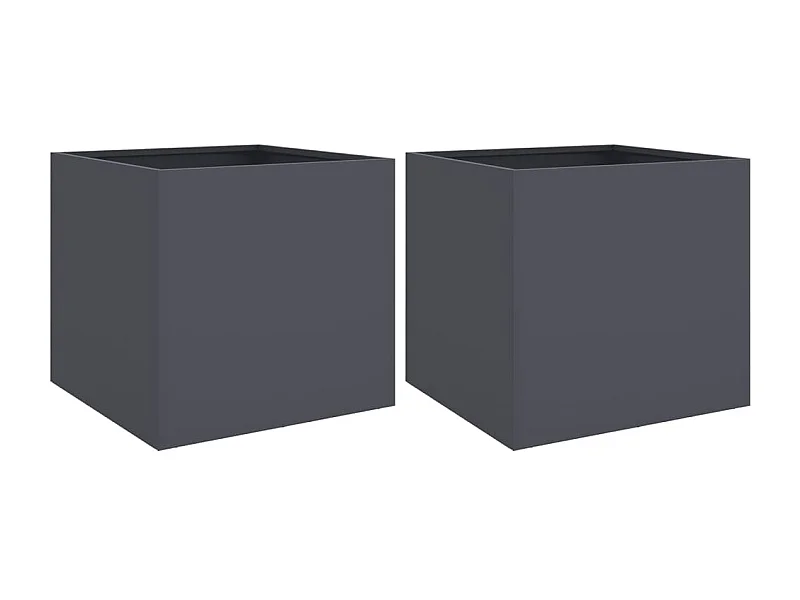 Macetero para bancal elevado plantas flores jardín terrazas juego de 2 42 x 40 x 39 cm antracita acero 02_0038974