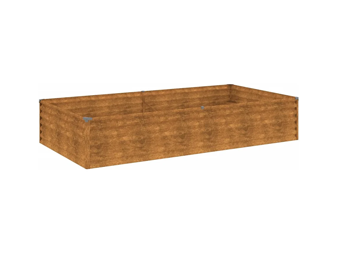Macetero bancal elevado plantas flores terraza jardín jardín 195 x 100 x 36 cm acero corten marrón 02_0039387