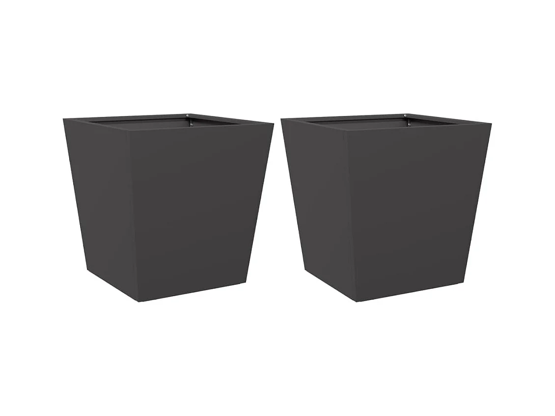 Vaso rialzato per fioriere piante fiori giardino terrazze set da 2 40 x 40 x 40 cm acciaio nero 02_0038952