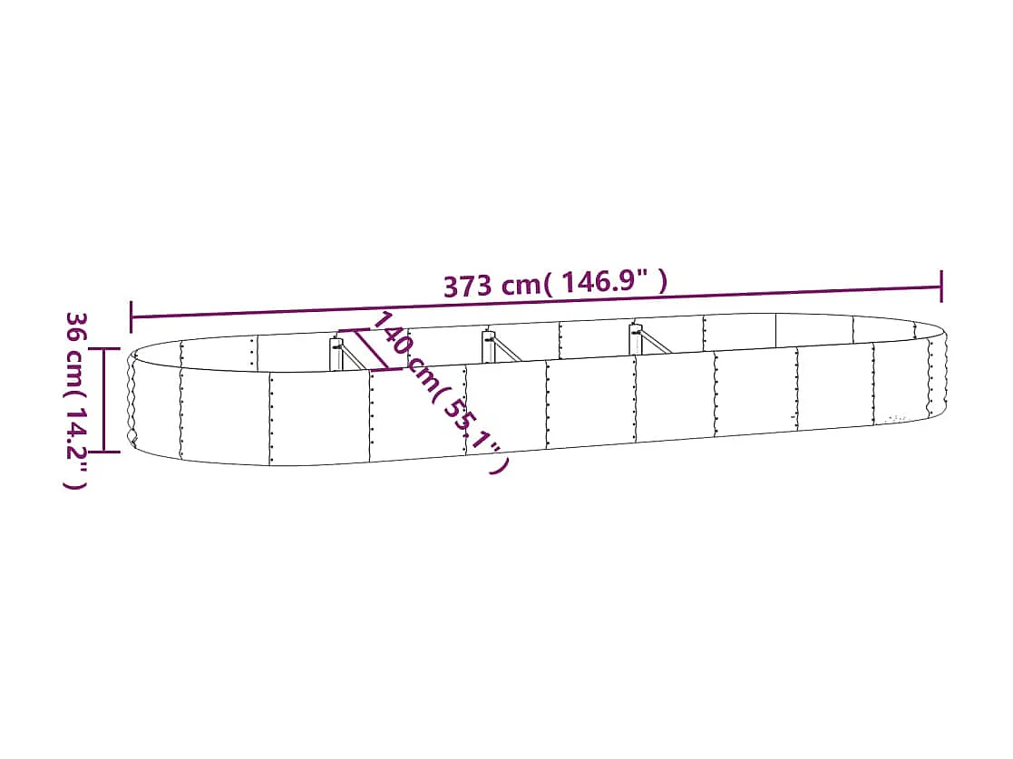 Vassoio per fioriera aiuola rialzata piante fiori terrazza giardino giardino argento acciaio verniciato a polvere Argento 02_0039721