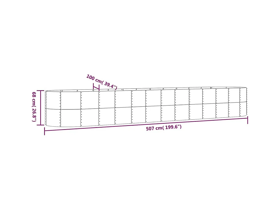 Macetero bancal elevado plantas flores terraza jardín jardín acero con revestimiento de polvo plateado Plata 02_0039719