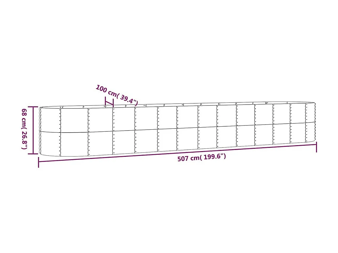 Bandeja para plantador, canteiro elevado, plantas, flores, terraço, jardim, jardim, prata, aço revestido em pó, prata 02_0039719