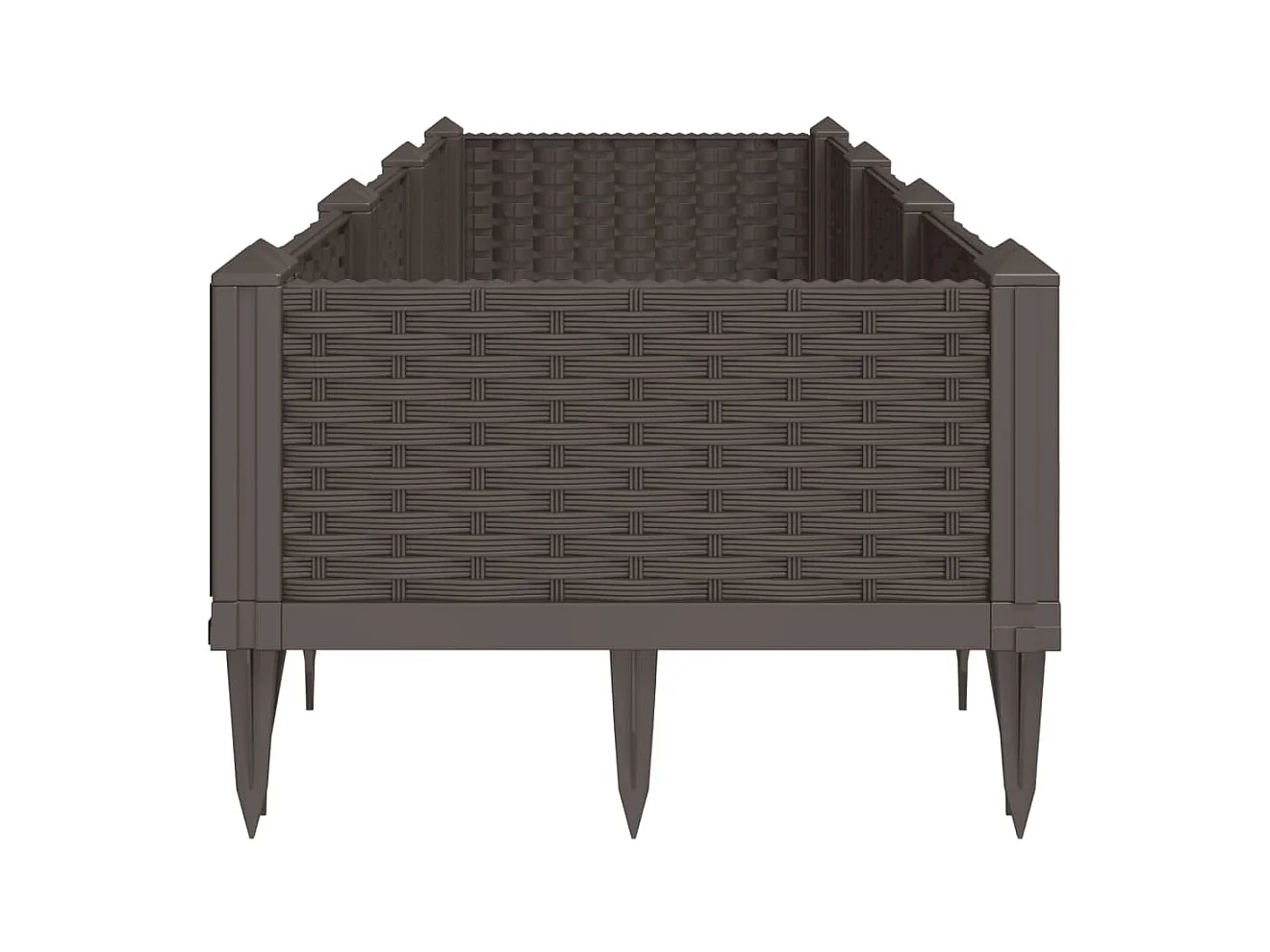Bandeja para plantar plantas com canteiro elevado flores terraço jardim com estacas 125 x 40 x 28,5 cm PP marrom 02_0038187