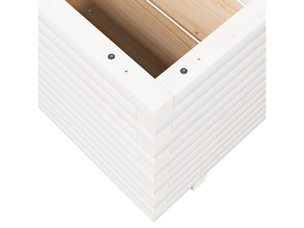 Macetero bancal elevado plantas flores terraza jardín 110 x 110 x 49,5 cm madera maciza de pino blanco 02_0037321