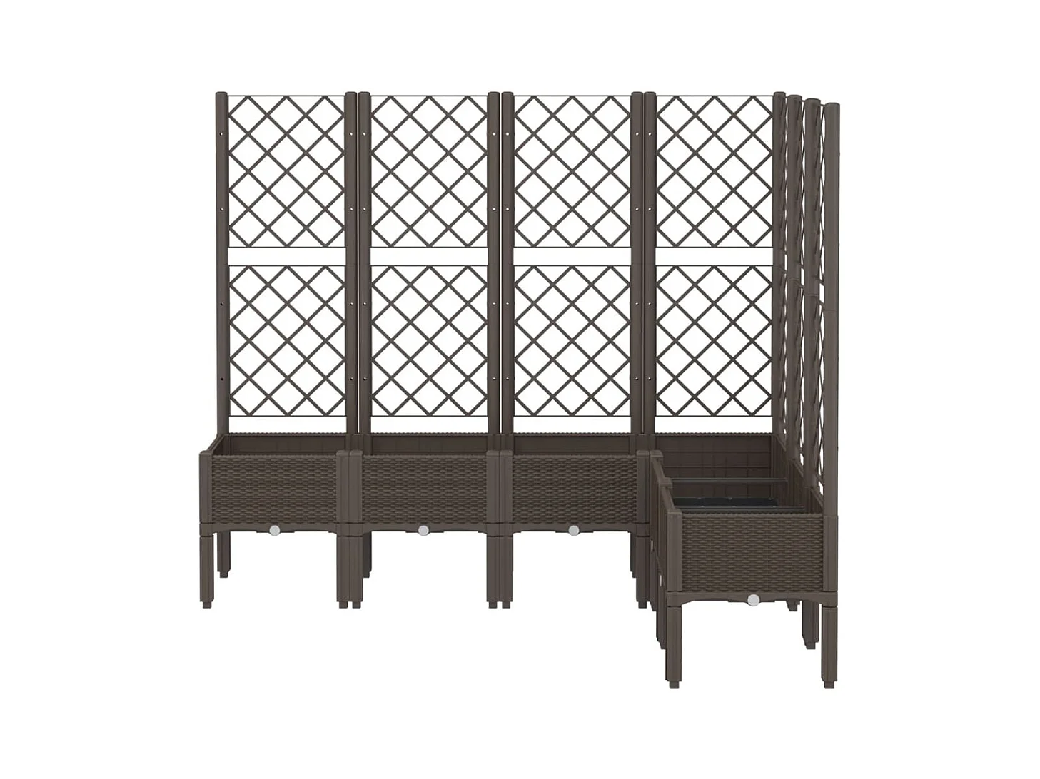 Plantador bandeja elevada plantas flores terraço jardim com treliça 160 x 120 x 142 cm PP marrom 02_0038252