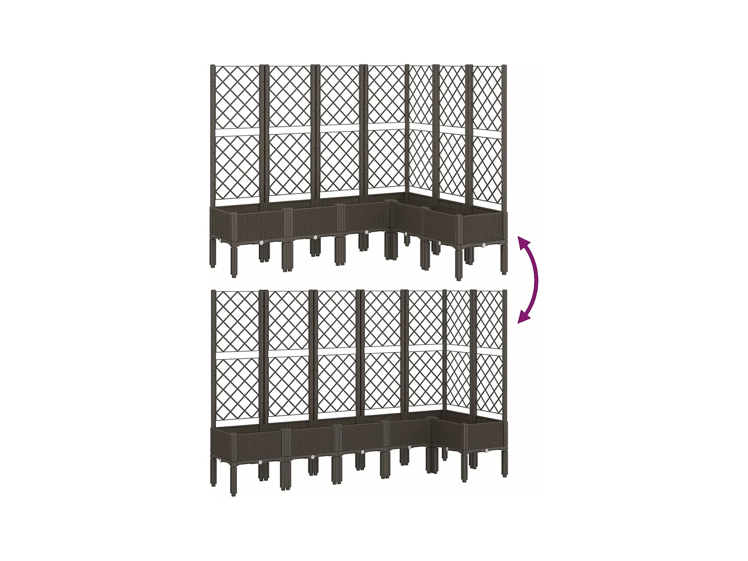 Plantador bandeja elevada plantas flores terraço jardim com treliça 160 x 120 x 142 cm PP marrom 02_0038252