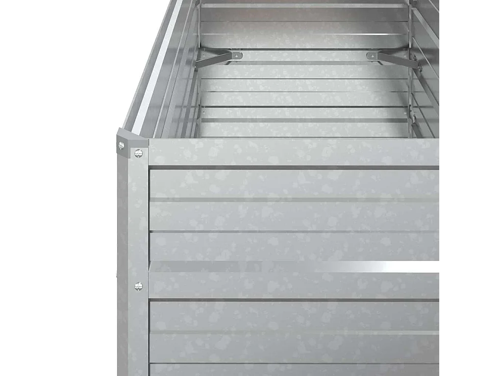 Macetero bancal elevado plantas flores terraza jardín jardín 100 x 40 x 45 cm acero galvanizado plateado Plata 02_0039299