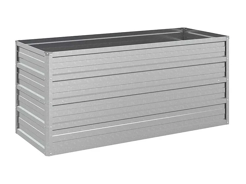 Macetero bancal elevado plantas flores terraza jardín jardín 100 x 40 x 45 cm acero galvanizado plateado Plata 02_0039299