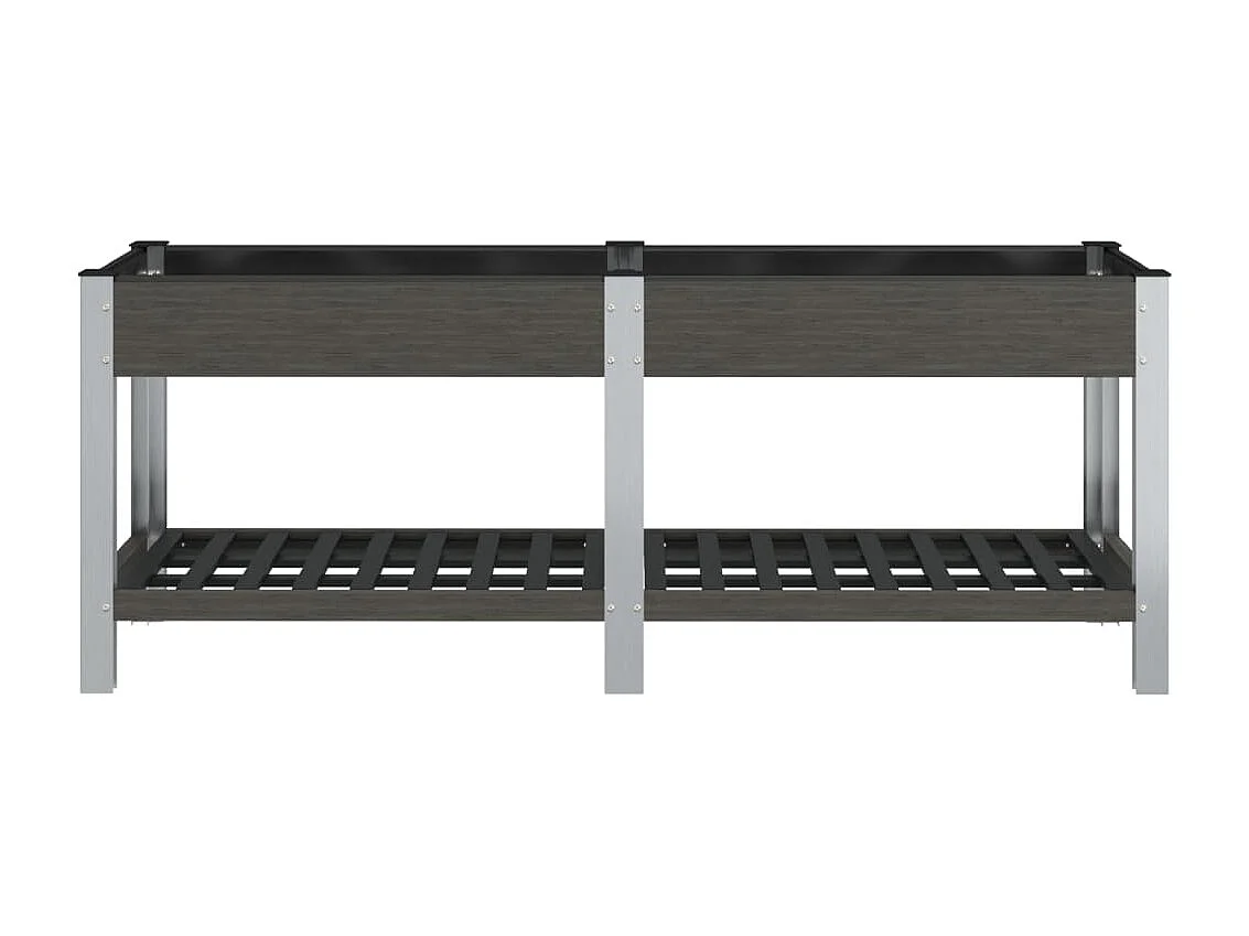 Fioriera rialzata per piante fiori patio o giardino con ripiano 200 x 50 x 75 cm WPC grigio 02_0039775