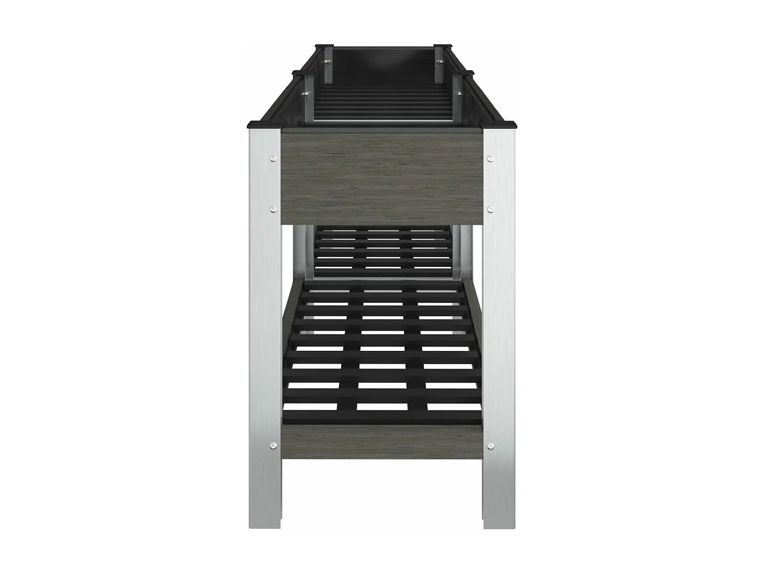Fioriera rialzata per piante fiori patio o giardino con ripiano 200 x 50 x 75 cm WPC grigio 02_0039775