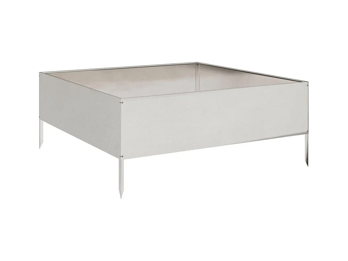 Macetero bancal elevado plantas flores terraza jardín jardín 100 x 100 x 25 cm acero inoxidable Plata 02_0039268
