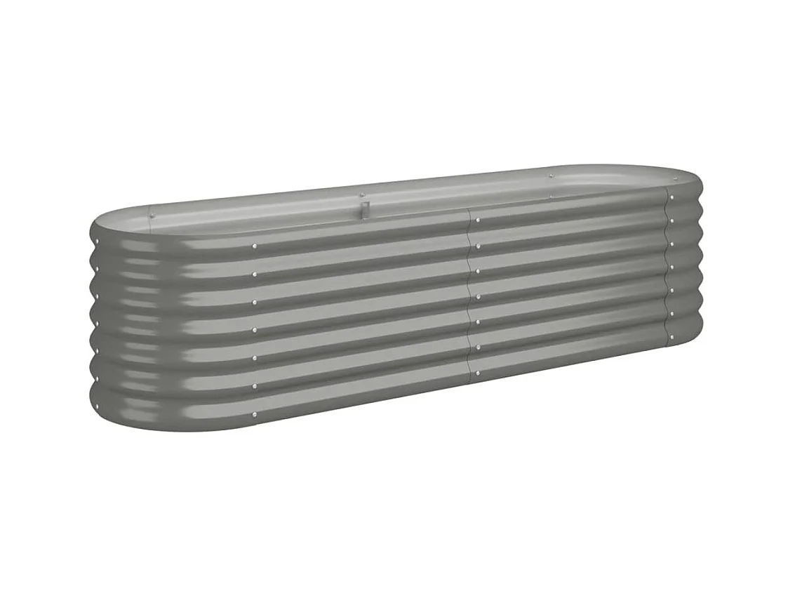 Bandeja para plantador canteiro elevado plantas flores terraço jardim jardim aço revestido a pó 152 x 40 x 36 cm cinza 02_0039576