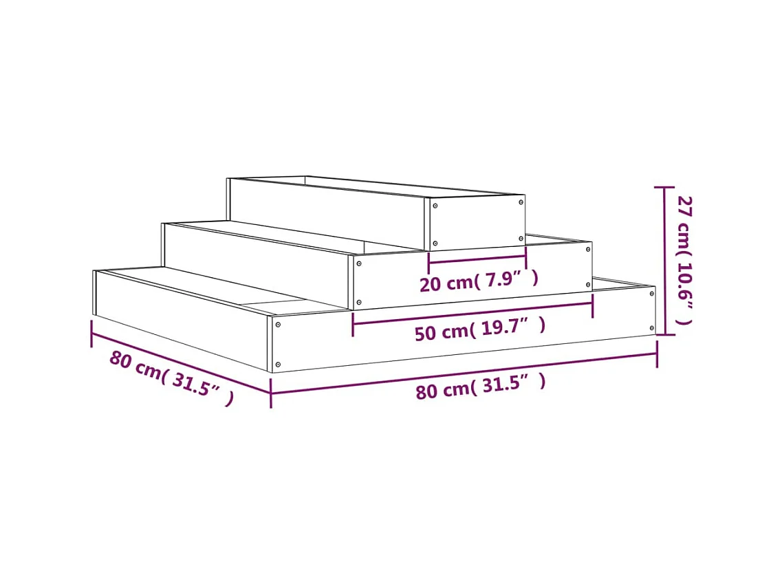 Jardinière bac lit surélevé bois marron 80 x 80 x 27 cm 02_0037897