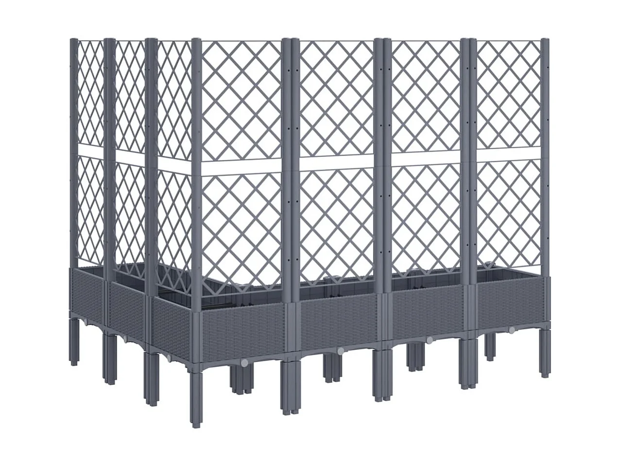 Vaso per fioriera aiuola rialzata piante fiori terrazza giardino con traliccio 160 x 120 x 142 cm PP grigio 02_0038251