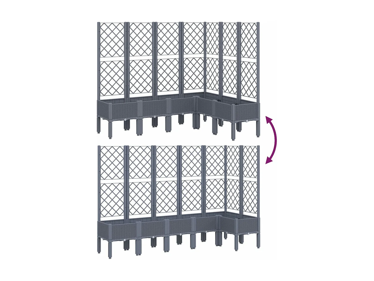 Vaso per fioriera aiuola rialzata piante fiori terrazza giardino con traliccio 160 x 120 x 142 cm PP grigio 02_0038251